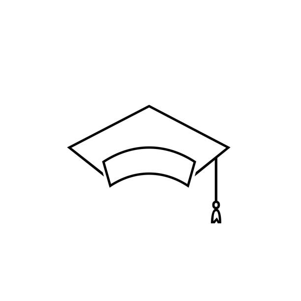 Graduate cap line icon logo. Vector Graduate cap line icon logo. Vector alumni stock illustrations