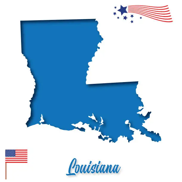 Vector illustration of USA Paper-Cut State Map: Louisiana