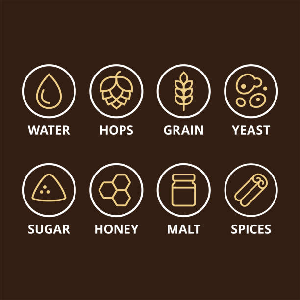 ilustrações de stock, clip art, desenhos animados e ícones de beer ingredient icons - yeast