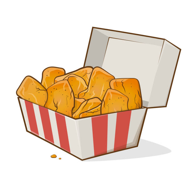 cartoon illustration of chicken nuggets in a box cartoon illustration of chicken nuggets in a box nuggets heat stock illustrations