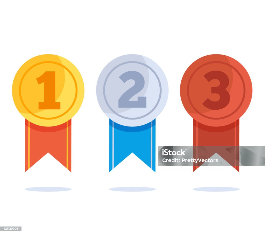 Top Three Three Awards Winners Golden Silver And Bronze Medals Isolated Set ...