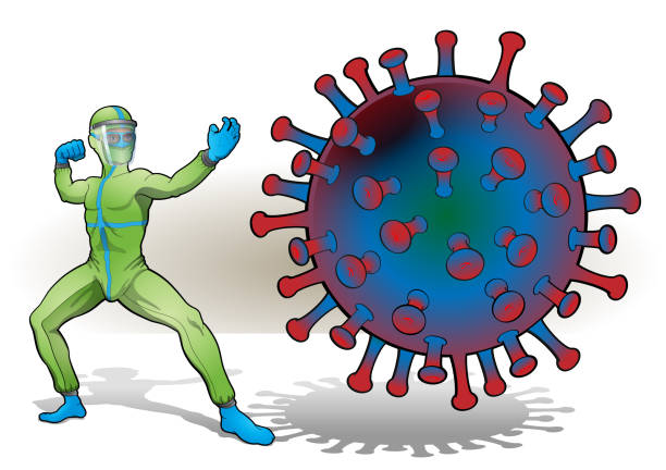 врач-истребитель - immune defence stock illustrations