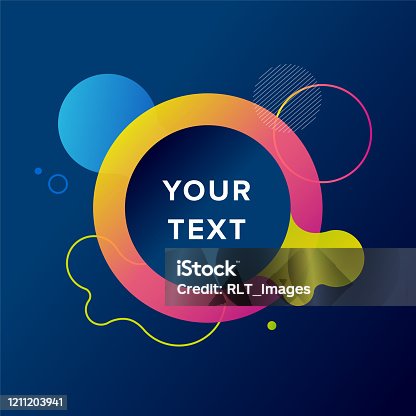 istock Abstract radial design with fluid gradient graphics and text on dark background 1211203941
