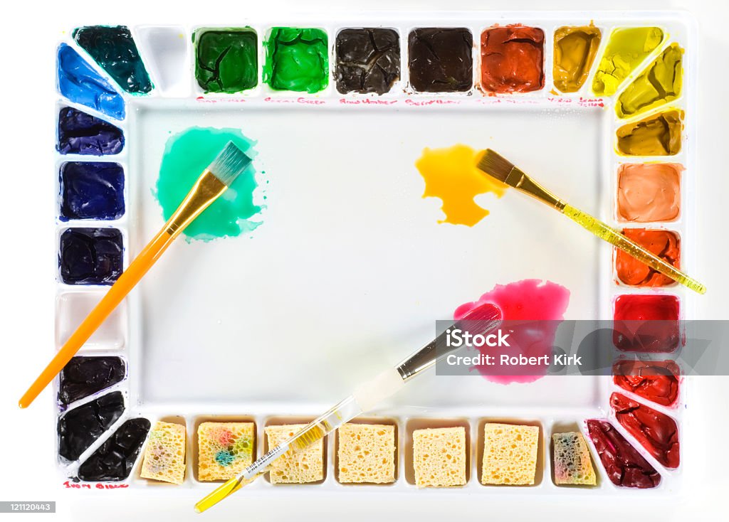 Watercolor Palette Related image: White Background Stock Photo