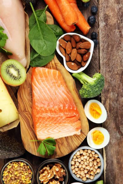 istock healthy eating and diet concept, natural rich in protein food on rustic table 1211205621