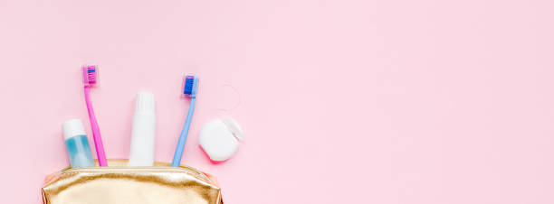 istock Teeth hygiene and oral care products flatlay 1211210145