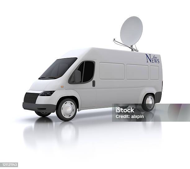 Tv Notizie Van - Fotografie stock e altre immagini di Antenna parabolica - Antenna parabolica, Furgone pickup, Furgone