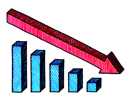 Negative Rise Drawn Arrow Shows Negative Growth Trend Of Chart Stock Illustration ...