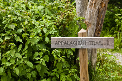 a trail sign marker for the appalachian trail in the great smoky mountains