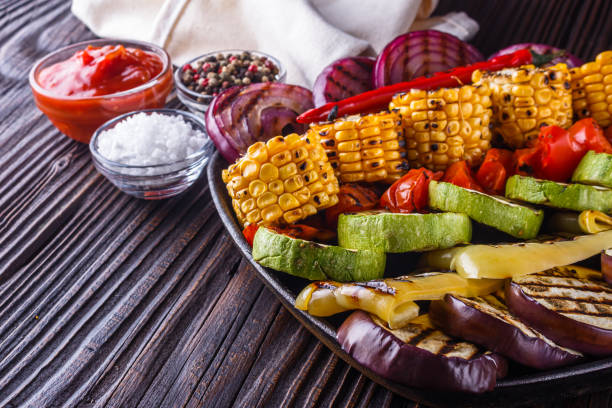istock appetizing fresh grilled vegetables in a cast iron skillet 1211219956