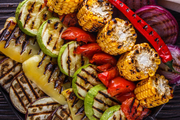 istock appetizing fresh grilled vegetables in a cast iron skillet 1211219958