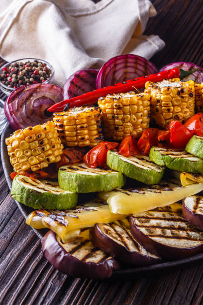 istock appetizing fresh grilled vegetables in a cast iron skillet 1211219964
