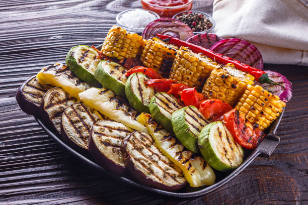 istock appetizing fresh grilled vegetables in a cast iron skillet 1211219977