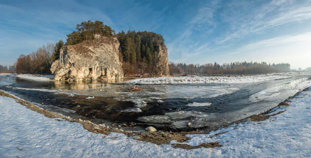 Melting river and forest in Tatra mountain in winter