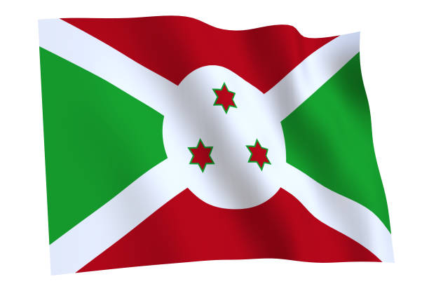 Burundi flag painted on male hand like a gun