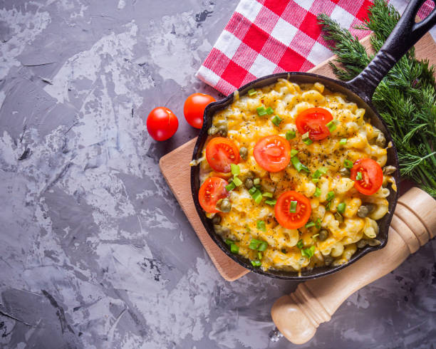 istock delicious pasta and cheese casserole in a cast iron skillet 1211225539