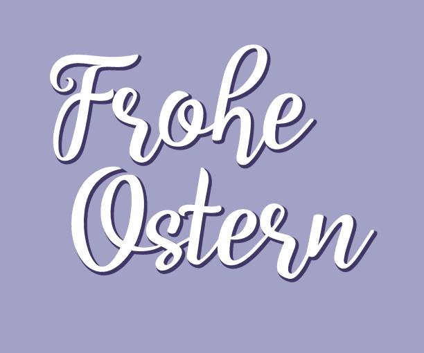 手繪"弗羅赫·奧斯特恩"德語文本為標誌型、徽章 和圖示，翻譯為"復活節快樂"。 明信片、卡片、邀請函、海報、標籤、貼紙、橫幅範本版式。 - ostern 幅插畫檔、美工圖案、卡通及圖標