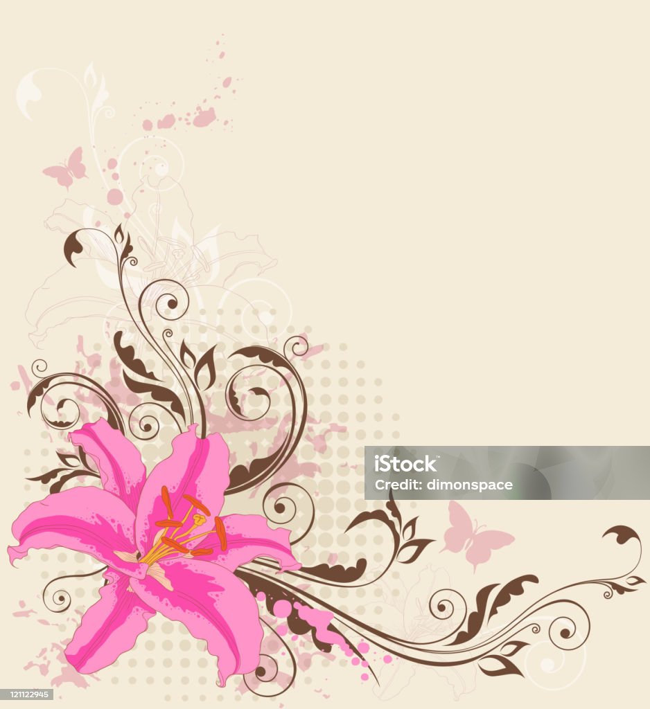 Kwiatowy tło z różowa Lilia - Grafika wektorowa royalty-free (1970-1979)