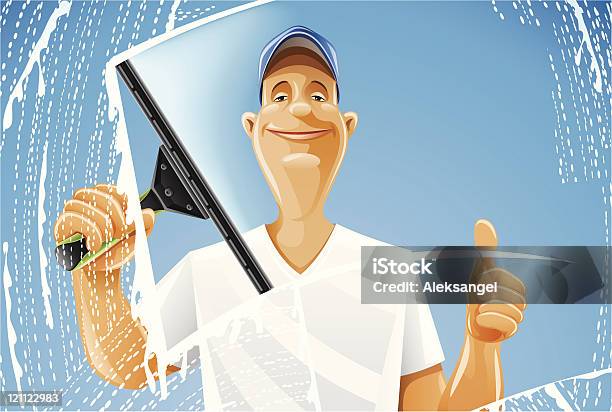 Uomo Pulizia Finestra Lavavetri Spray - Immagini vettoriali stock e altre immagini di Adulto - Adulto, Attrezzatura, Attrezzi da lavoro