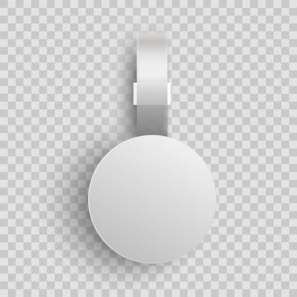 istock Wobbler mockup. White blank dangler. Supermarket plastic tag on shelf 1211231284