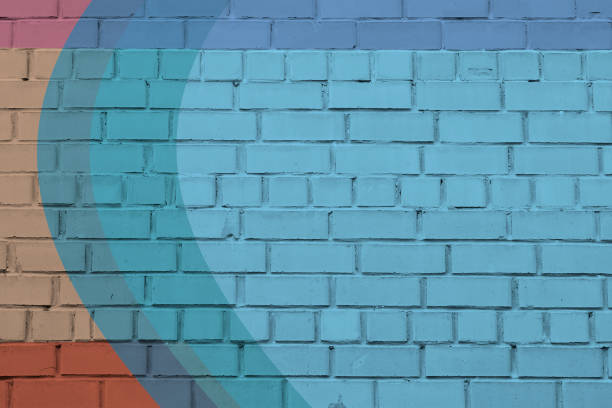 ilustrações de stock, clip art, desenhos animados e ícones de brick wall texture with paint painted stylish street art design. abstract multicolor urban wall. - cement backgrounds building exterior color image