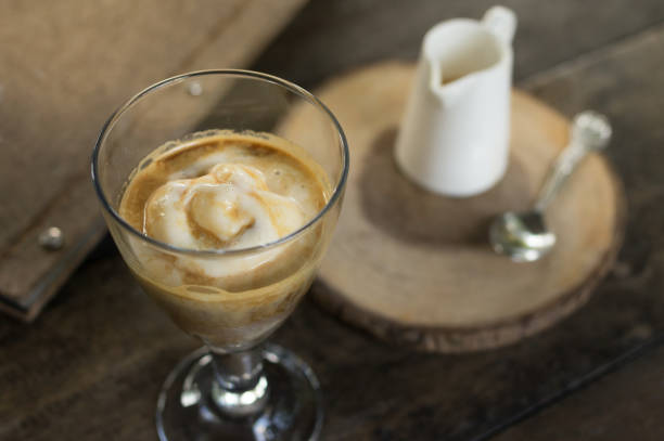 istock Coffee and ice cream in glass. 1211232720