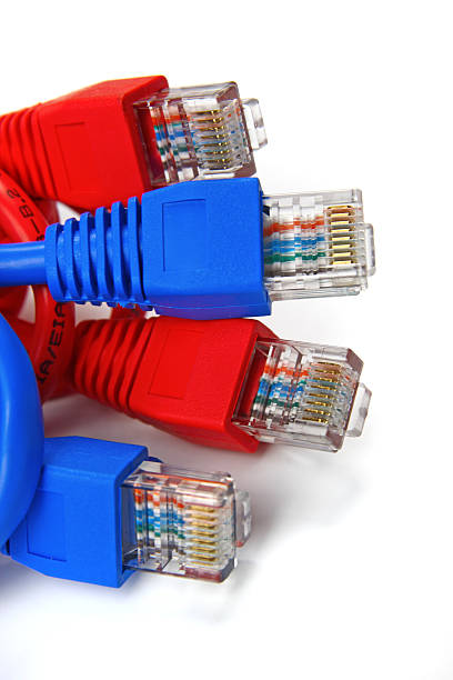 UTP network cables A shot of UTP network cables. Studio shot. Data Network Hardware Concept. RJ45 connectors. broadband isp stock pictures, royalty-free photos & images