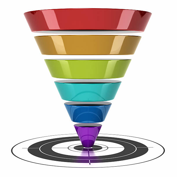 web-marketing-conversion-trichter - conversion funnel stock-fotos und bilder