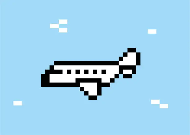 Vector illustration of Pixel airplane