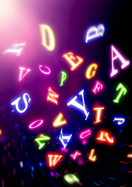 istock Colorful shining alphabets fly in the air 1211238061