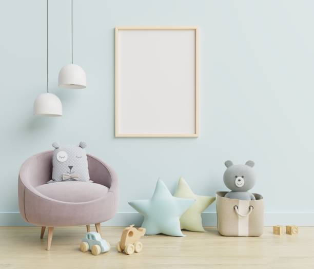 istock Vertical frame mockup,Interior mockup, kids room, wall frame mockup,nursery mockup. 1211238914