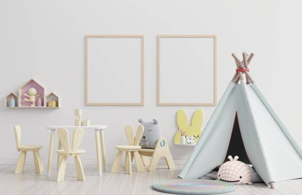 istock Vertical frame mockup,Interior mockup, kids room, wall frame mockup,nursery mockup. 1211238925