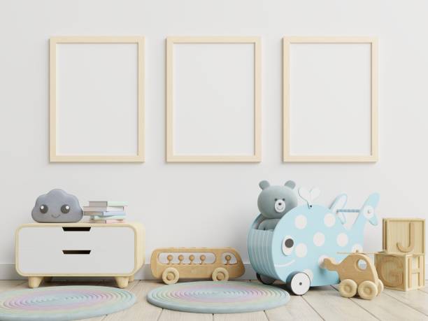 istock Vertical frame mockup,Interior mockup, kids room, wall frame mockup,nursery mockup. 1211238927