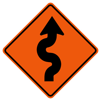 Winding Traffic Road Symbol Sign Isolate on White Background,Vector Illustration