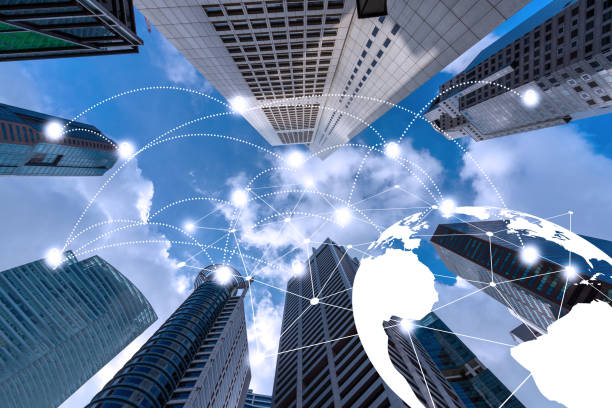 istock world map with connection line with the city ,Concept for business. 1211243594