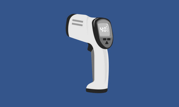 Graphic illustration about Infrared thermometer, Medical equipment. Flat design Precautions : The content in the pictures may not be accurate. Please revise the content before use. infrared background stock illustrations