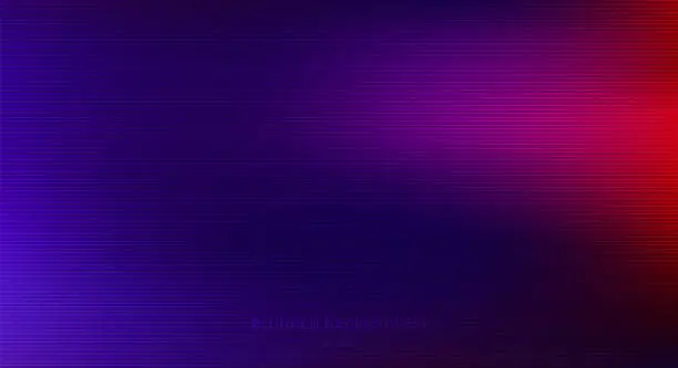 Vector illustration of Abstract dark blue blurred background red lighting with horizontal lines surface.