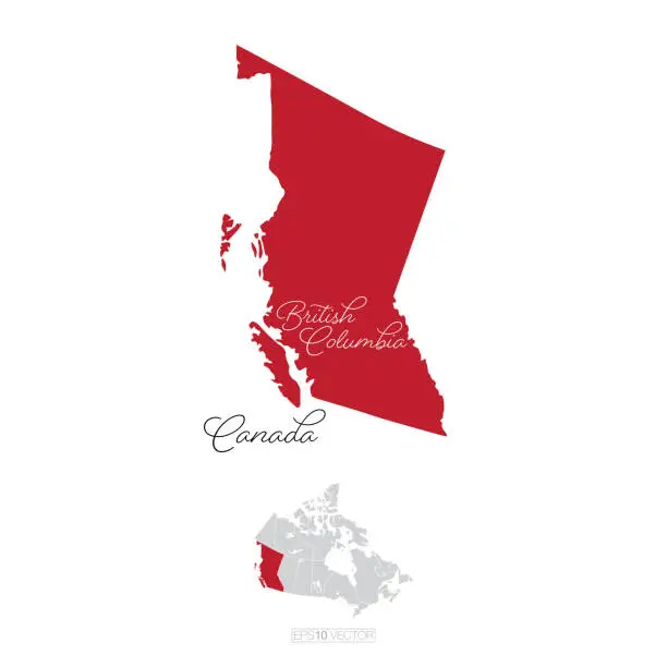Vector illustration of British Columbia Canada Vector Map Illustration