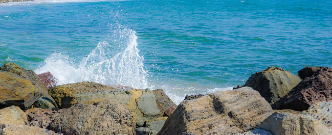 Rock formations are placed near the shoreline to break up effects of pounding surfs.