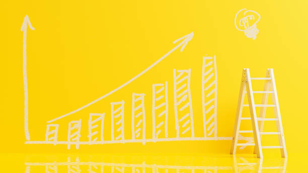 istock Ladder used for climbing up to draw the graph 1211256649