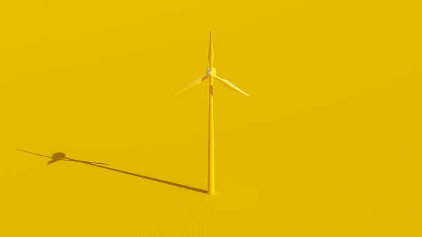 istock Yellow wind turbines energy production. 1211256697