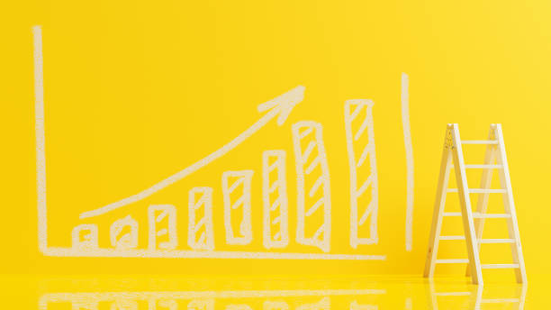 istock Ladder used for climbing up to draw the graph 1211256712