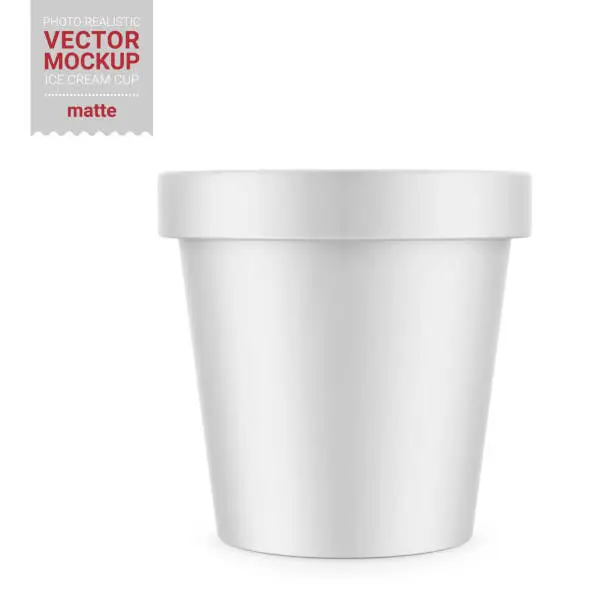 Vector illustration of White matte plastic container mockup. Vector illustration.