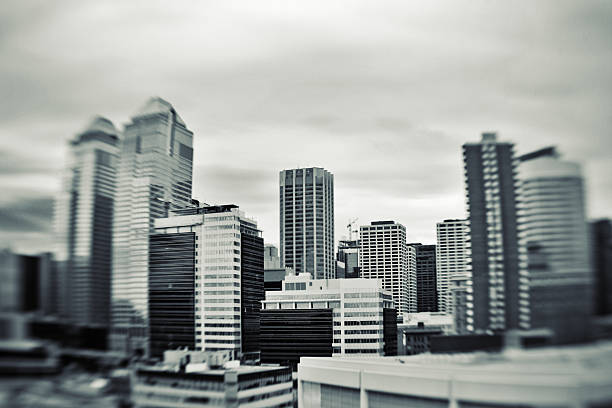 istock Calgary Downtown on a rainy day viewed with lensbaby 121126706
