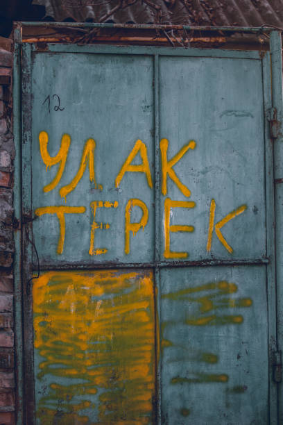 istock Metal door with vintage handles and rust with space for text 1211267370