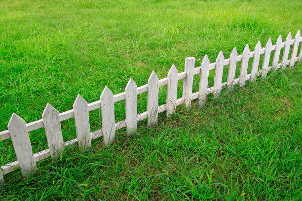 istock White wooden fence in a park 1211272247