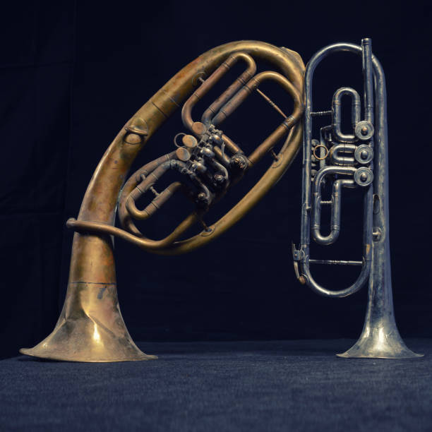 istock old brass instrument and horn stand on a table 1211274679