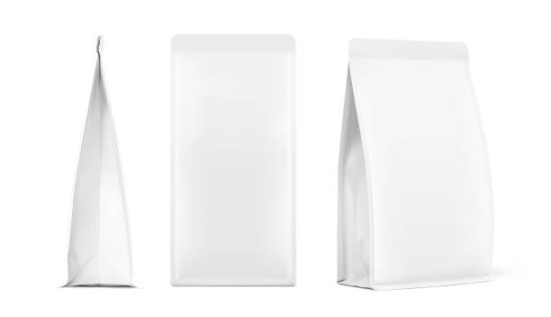 istock Realistic food bags isolated on white background. Front, side and isometric view. 1211276225