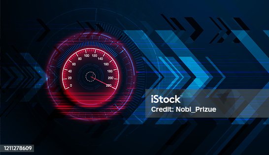 istock Speed motion background with speedometer car 1211278609