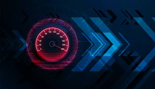 Vector illustration of Speed motion background with speedometer car